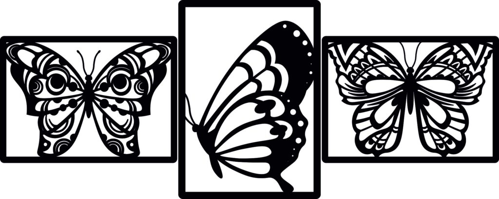 mariposas Tríptico de mariposas – 3 piezas, 40 × 110 cm